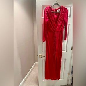 Badgley Mischka Long sleeve Red Gown 12 Holiday Dress